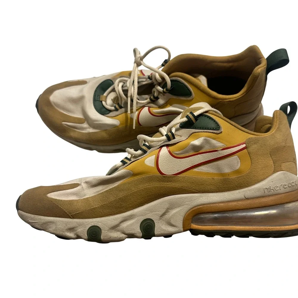 Nike Air Max 270 React Mens‎ Size 12 Tan Yellow AO4971-700 Running Sneakers
